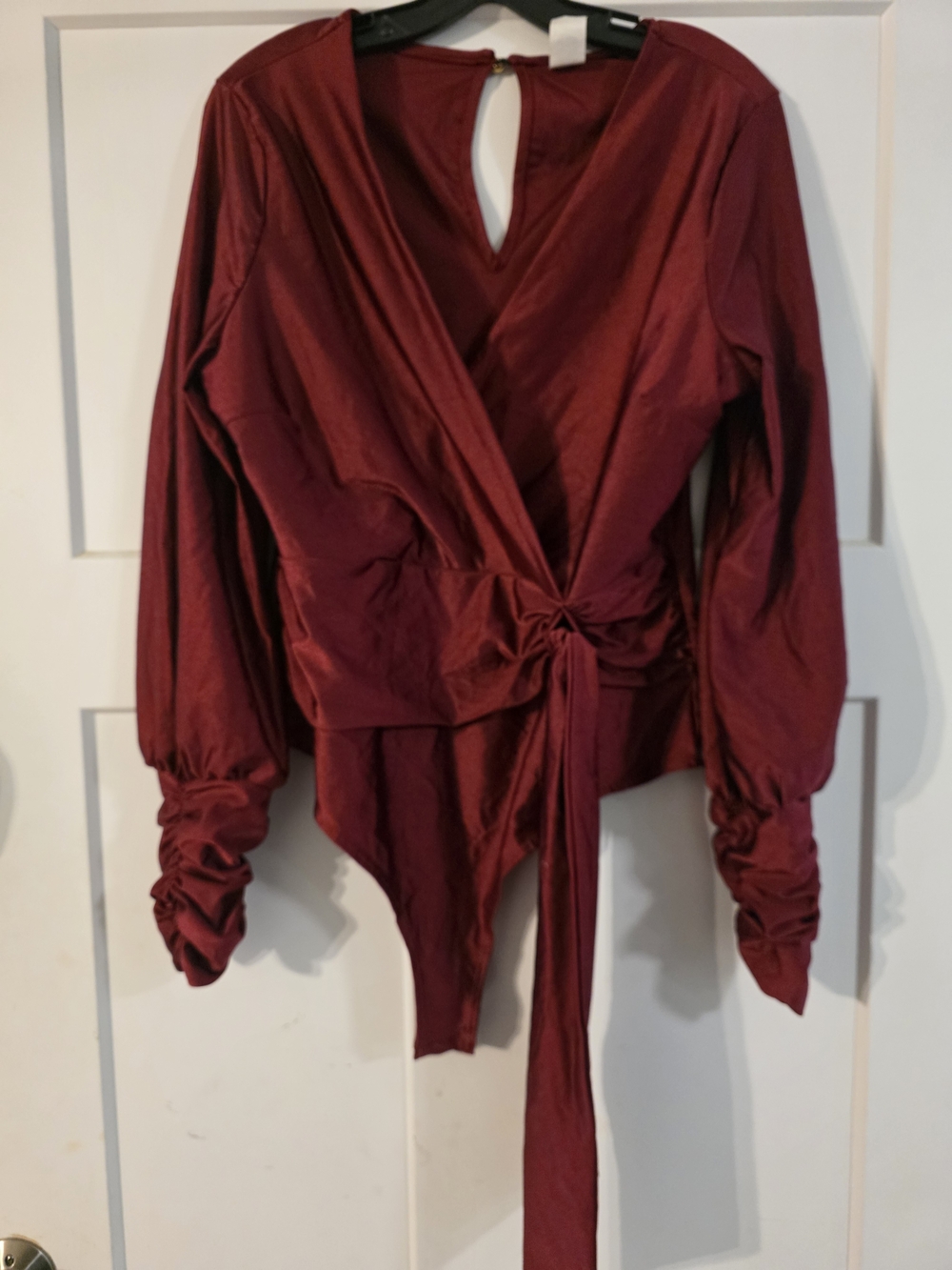 Women's Burgundy Tie-Waist Bodysuit Size 2X